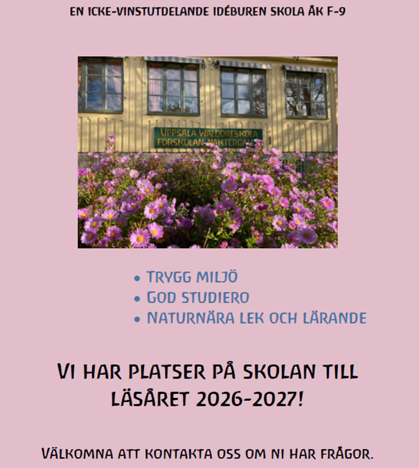 Vi har platser på skolan till läsåret 2026-2027